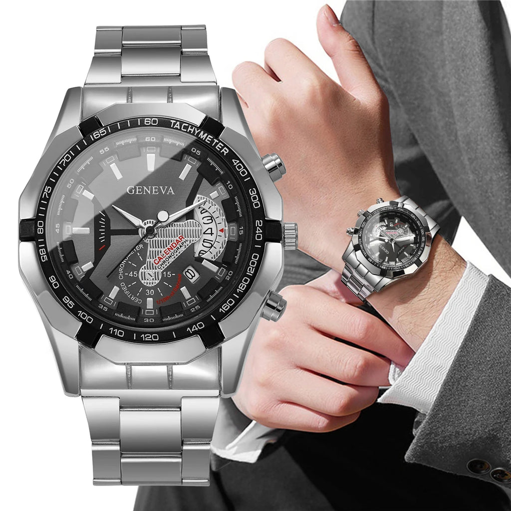 Men Business Watch Large Dial Calendar Quartz Watch