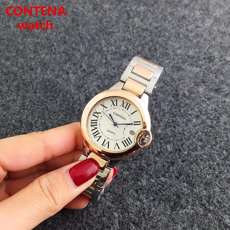 Luxury Quartz Watch Stainless Steel Blue Balloon Date Watch