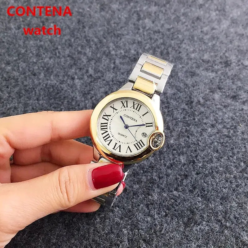 Luxury Quartz Watch Stainless Steel Blue Balloon Date Watch