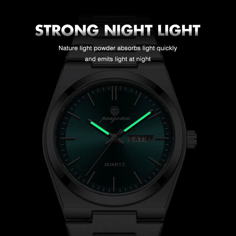 Men Quartz Watch Stainless Steel Luminous Chronograph Watch