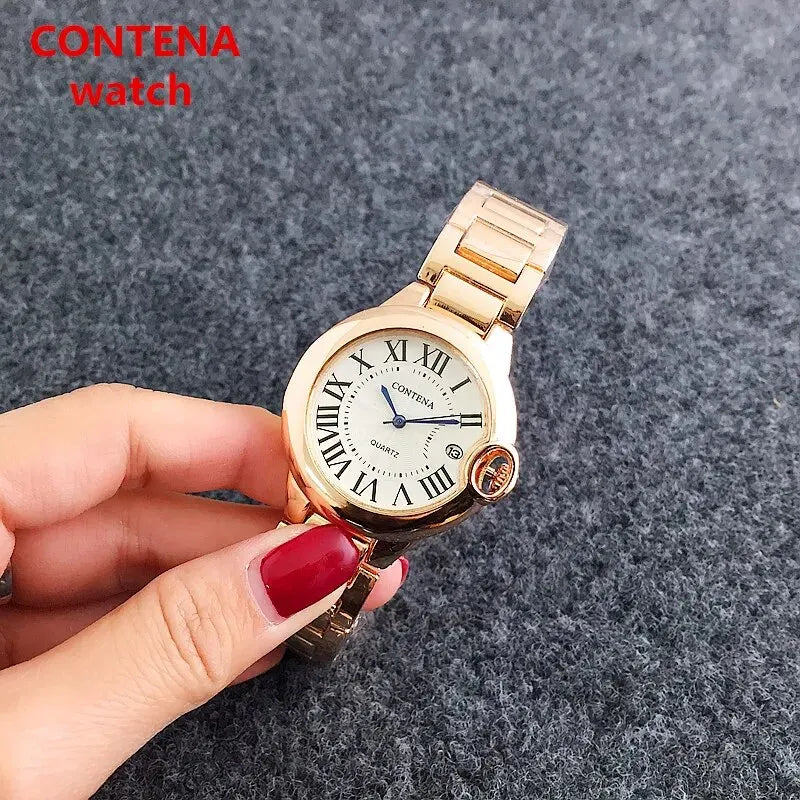 Luxury Quartz Watch Stainless Steel Blue Balloon Date Watch