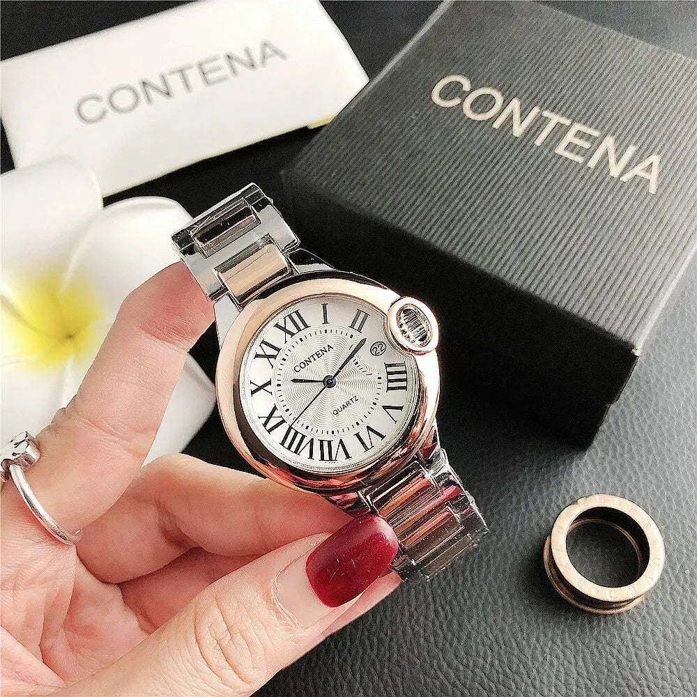 Luxury Quartz Watch Stainless Steel Blue Balloon Date Watch