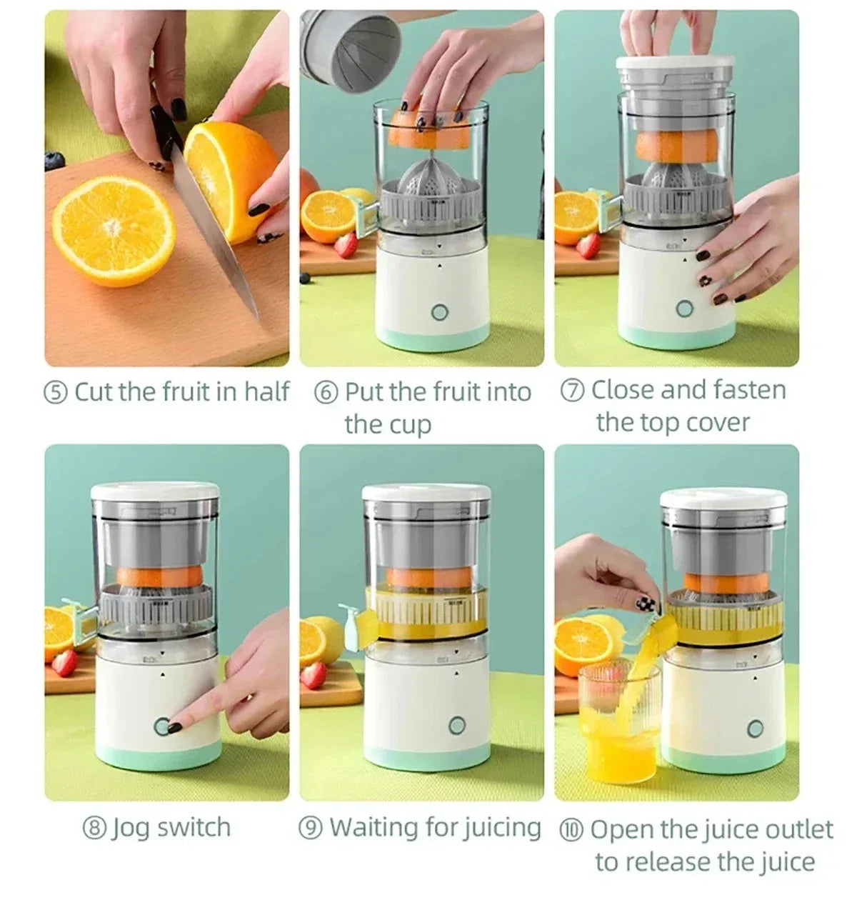 Portable Electric Juicer Wireless USB Rechargeable Citrus Squeezer