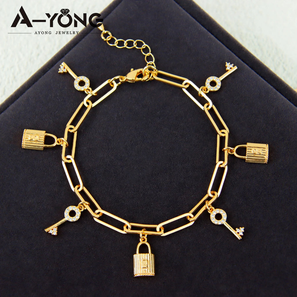 Dubai Fashion Bracelet 21K Gold Plated Hand Link Chain