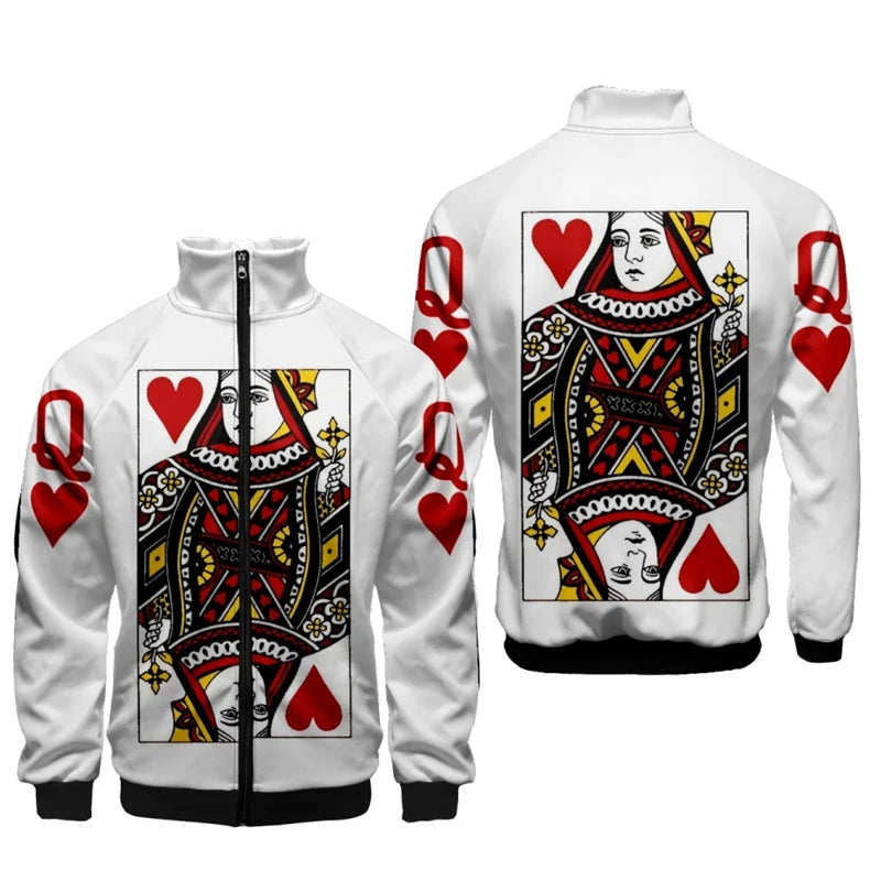 Playing Cards Hoodie 3D Poker Print Zipper Jacket