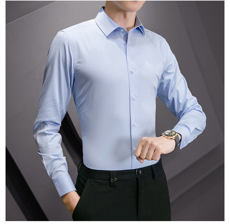 Men Long Sleeve Shirt Plus Size Business Casual White Shirt