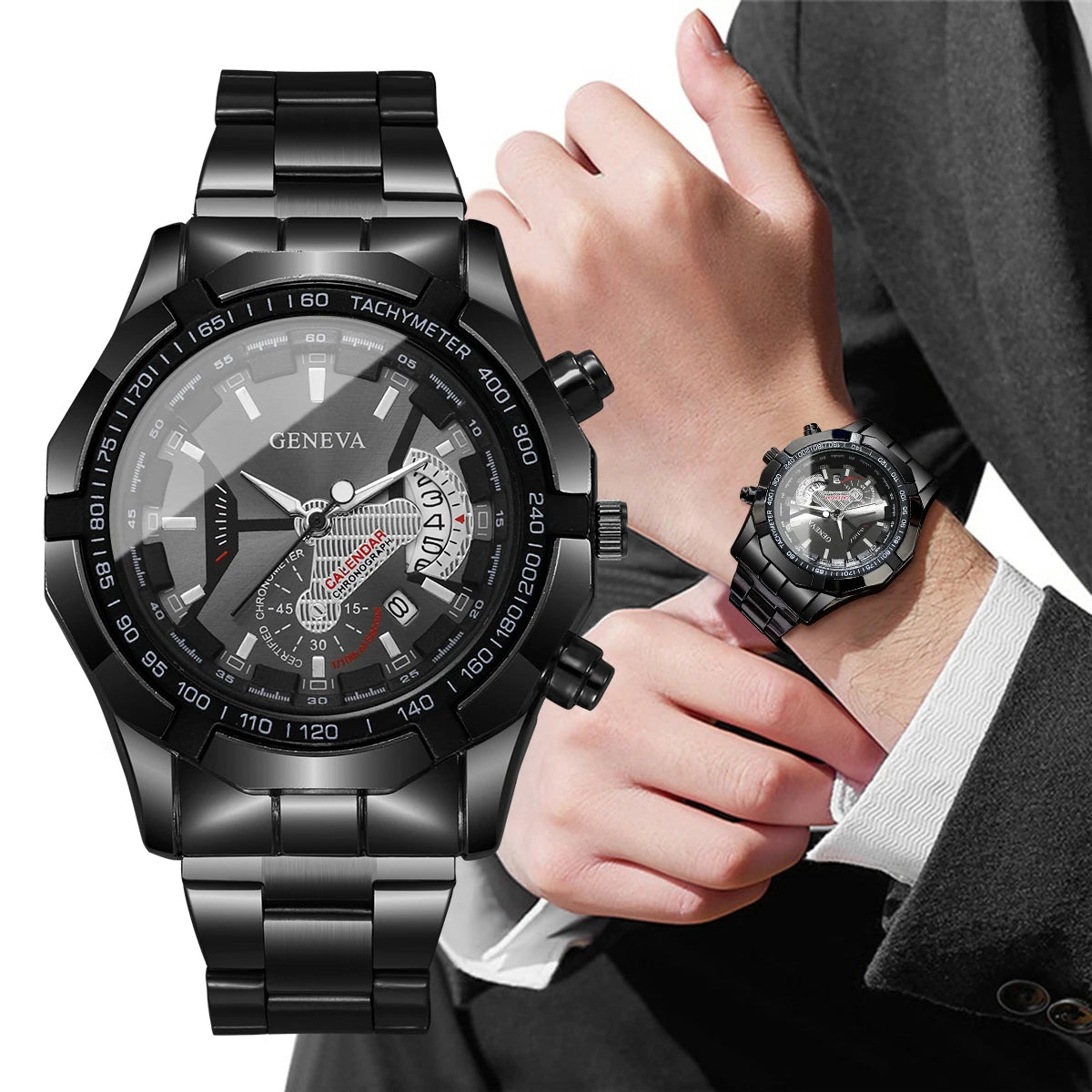 Men Business Watch Large Dial Calendar Quartz Watch