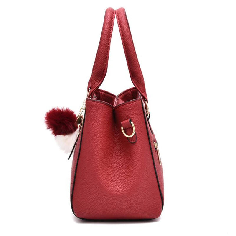 Women Shoulder Bag with Beading Pendant and Embossed Design