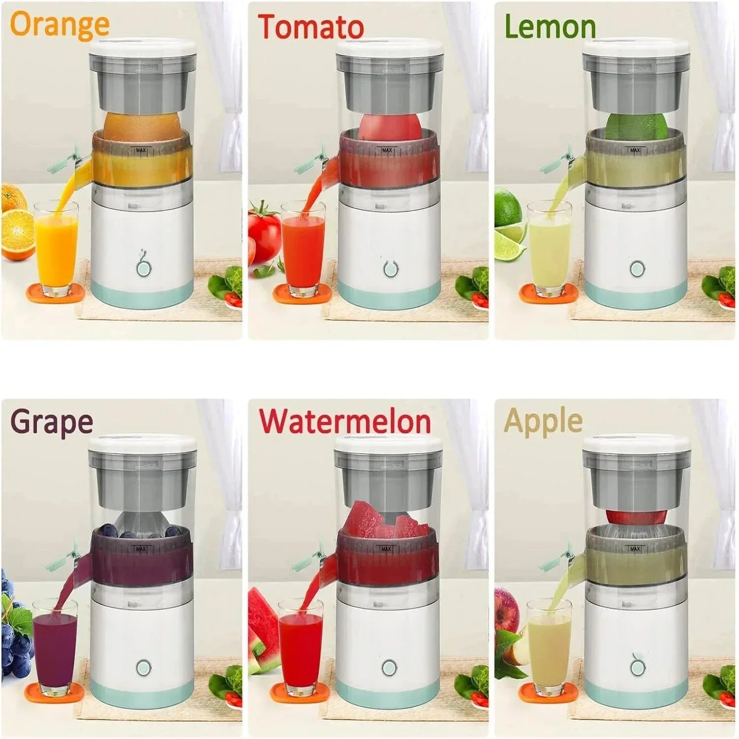 Portable Electric Juicer Wireless USB Rechargeable Citrus Squeezer