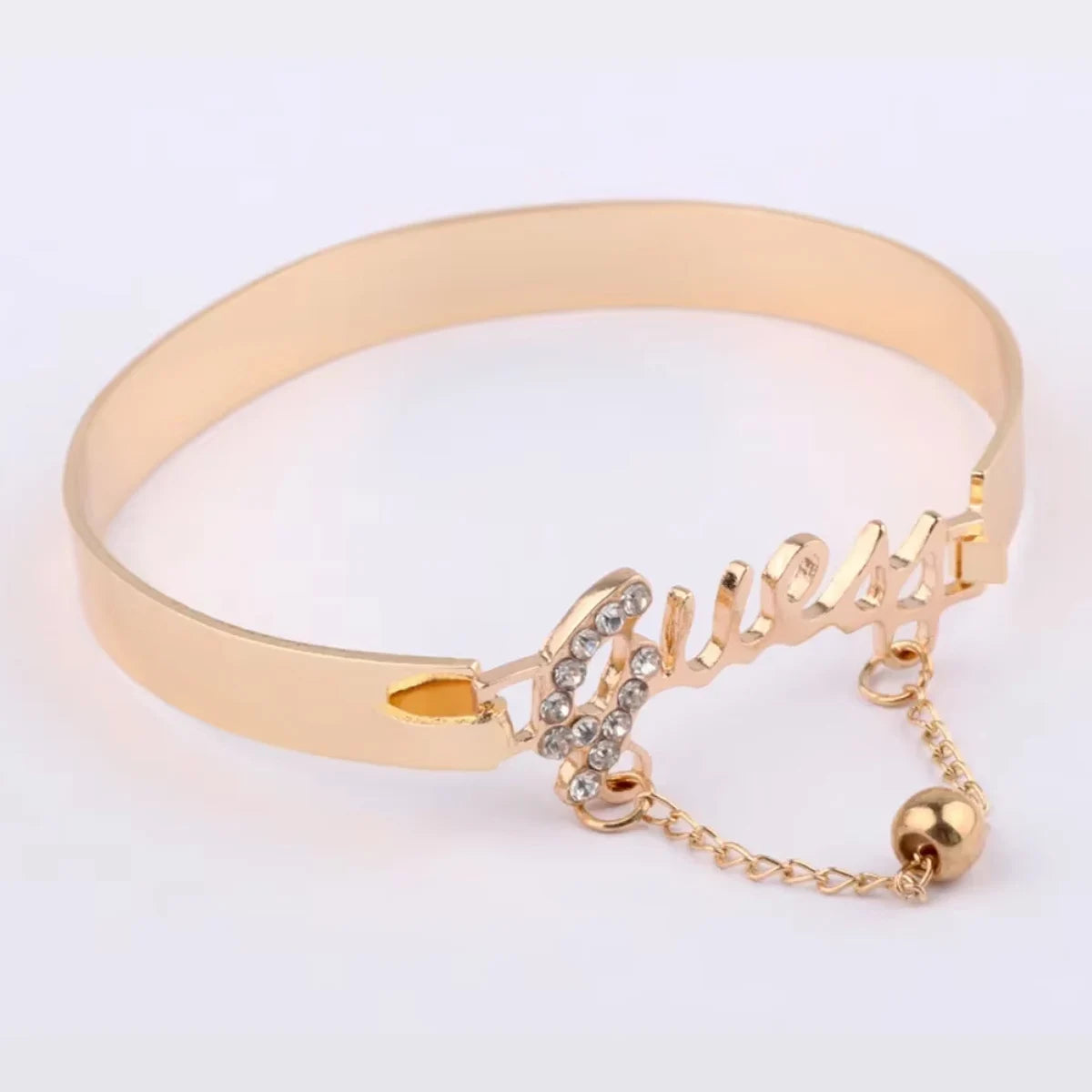Womens Metal Bracelet Letter Design Chain Tassel Jewelry
