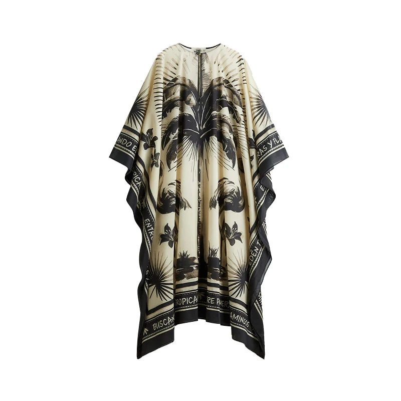Floral Maxi Dress Oversize V-Neck Beach Dress for Women