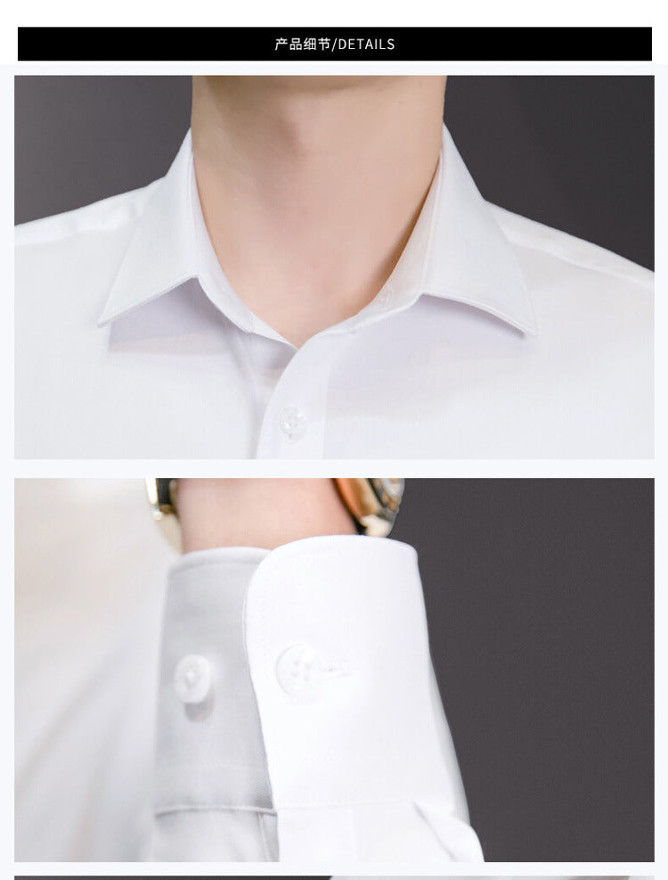 Men Long Sleeve Shirt Plus Size Business Casual White Shirt
