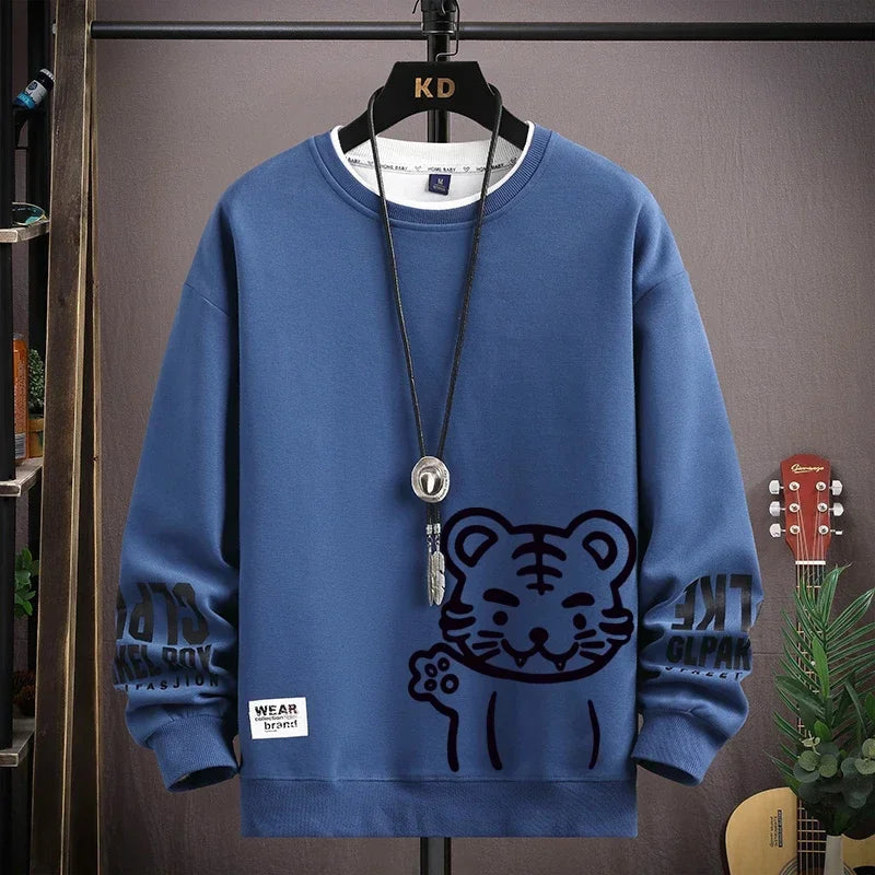 Tiger Printed Sweatshirt Japan Cartoon Harajuku Top