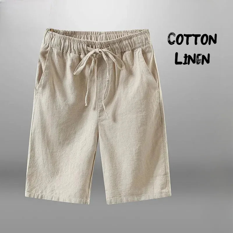 Men Casual Shorts Cotton Linen Beach and Gym Shorts