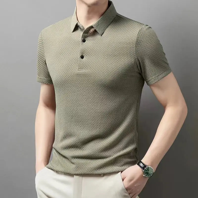 Men Polo Shirt Short Sleeve Business Casual Summer Top