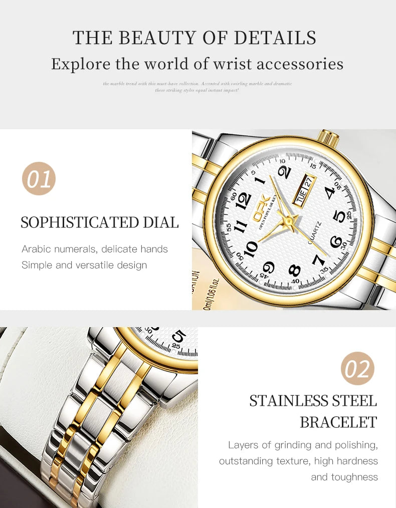 Women Quartz Watch Waterproof Classic Stainless Steel Watch