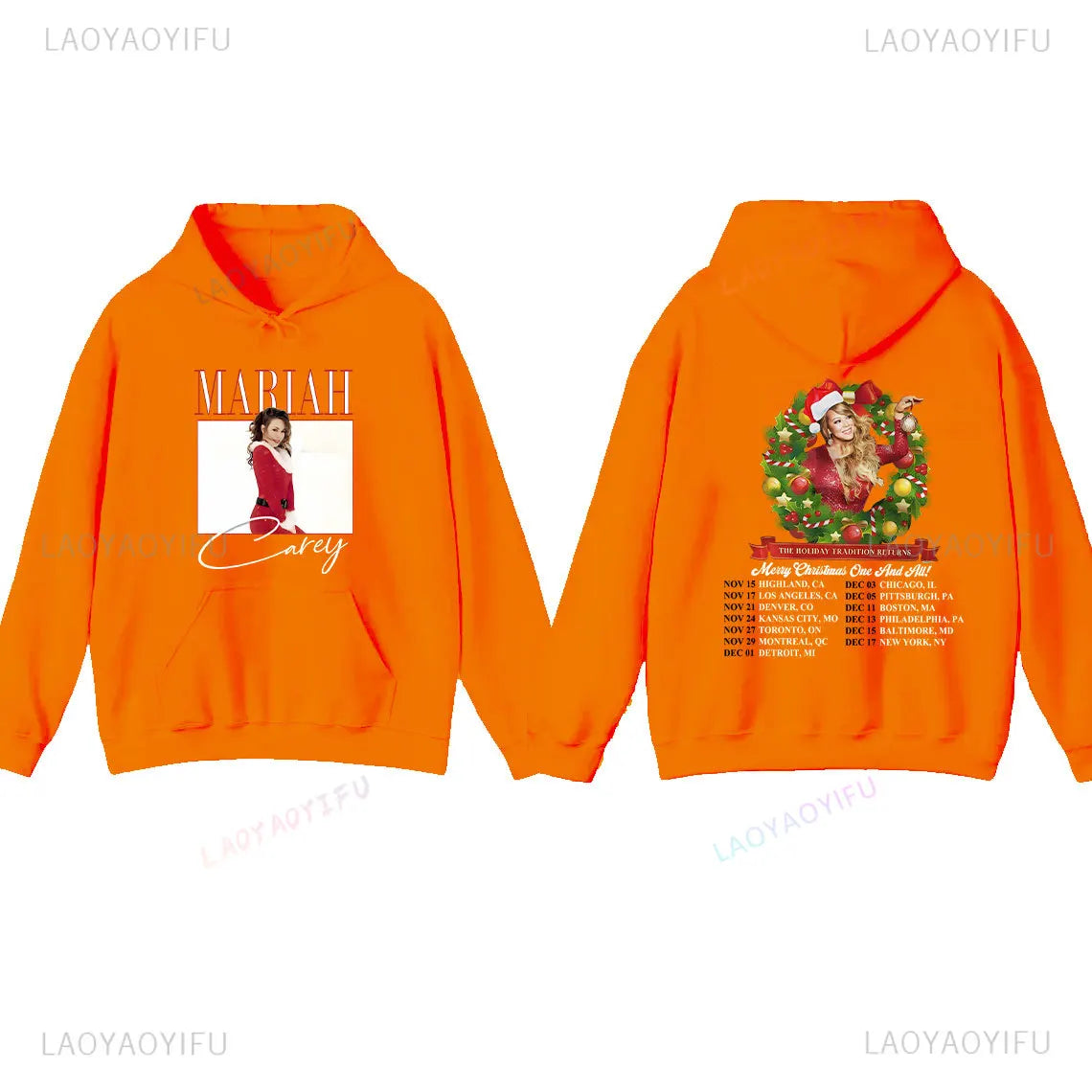 Mariah Carey Hoodie Merry Christmas Graphic Oversized Top
