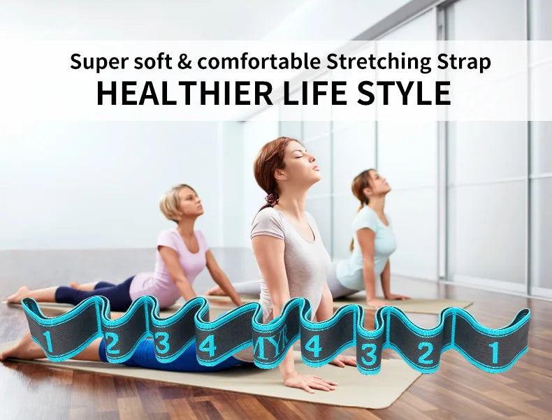 Elastic Yoga Stretching Strap with Loops for Ballet, Yoga and Pilates