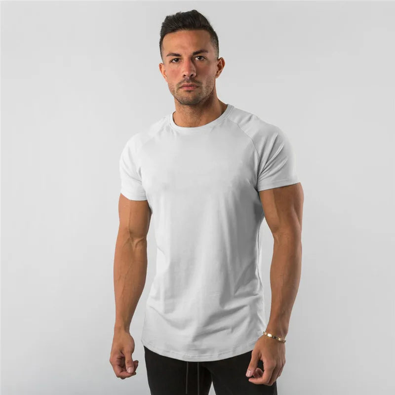Men Fitness T-Shirt Short Sleeve Cotton Gym Tee