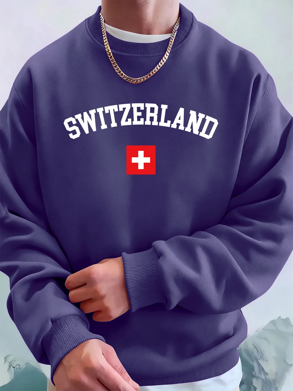 Switzerland Flag Hoodie Oversized Fleece Men’s Sweatshirt
