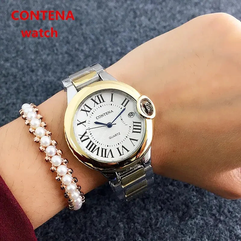 Luxury Quartz Watch Stainless Steel Blue Balloon Date Watch