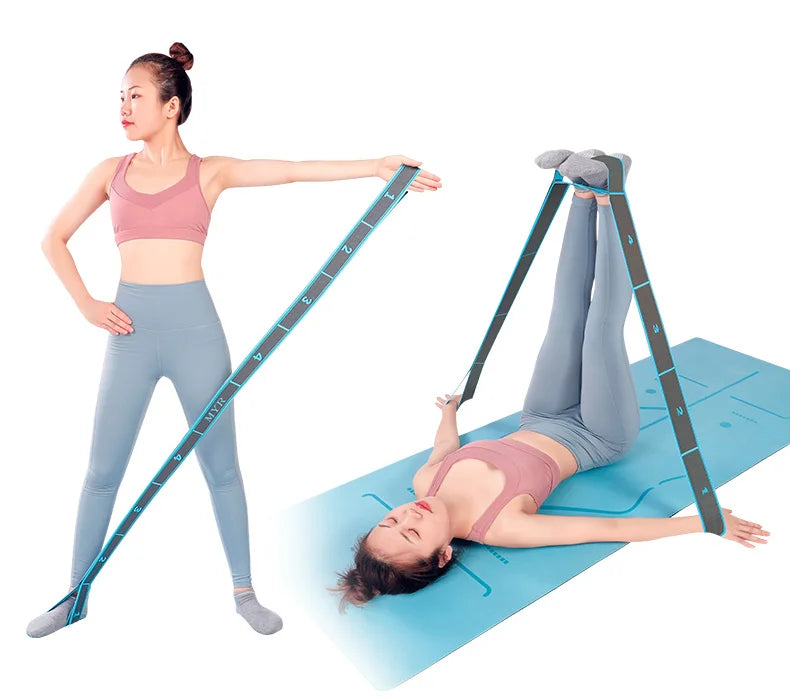 Elastic Yoga Stretching Strap with Loops for Ballet, Yoga and Pilates