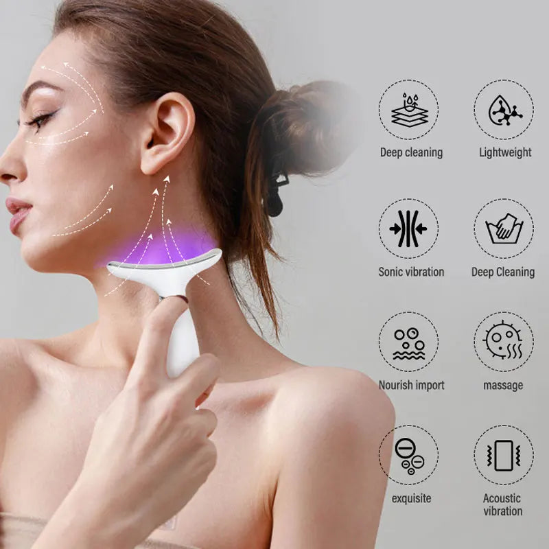 Facial Neck Massager 7 Color Vibrating EMS Micro-current Neck Face Beauty Device for Enhanced Face Neck and Shoulder Care
