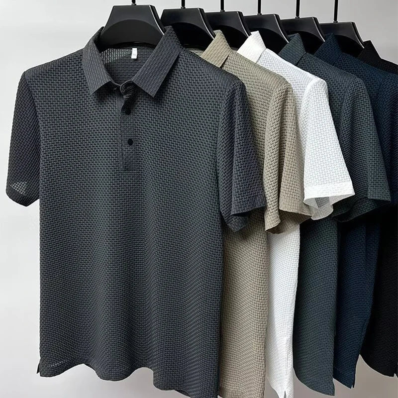 Men Polo Shirt Short Sleeve Business Casual Summer Top