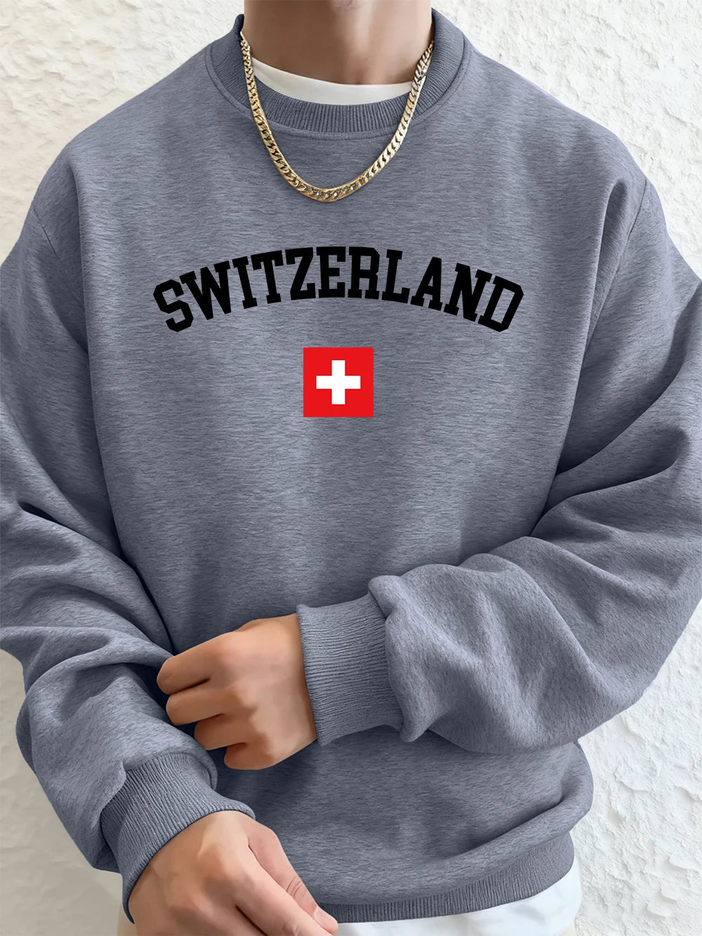 Switzerland Flag Hoodie Oversized Fleece Men’s Sweatshirt