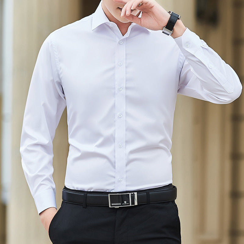 Men Long Sleeve Shirt Plus Size Business Casual White Shirt