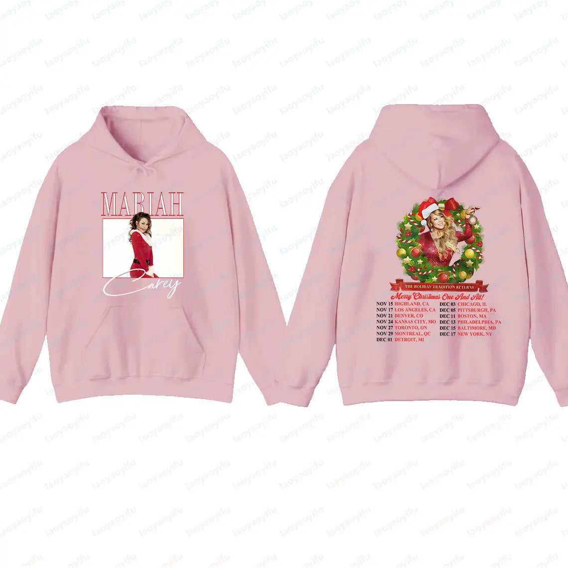 Mariah Carey Hoodie Merry Christmas Graphic Oversized Top