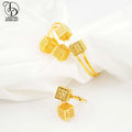 Gold-Plated Bracelet Set with Square Bracelet and Ring Jewelry