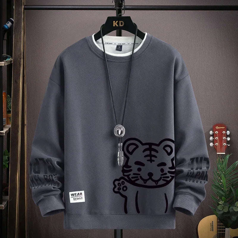 Tiger Printed Sweatshirt Japan Cartoon Harajuku Top