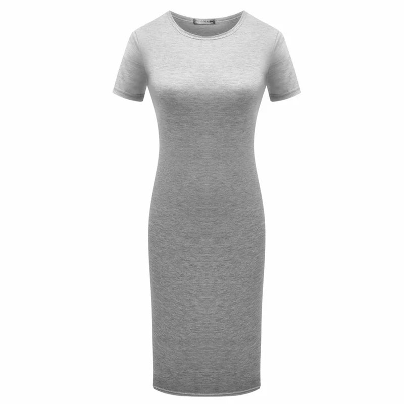Bodycon Sheath Dress Shiny Short Sleeve Summer Dress