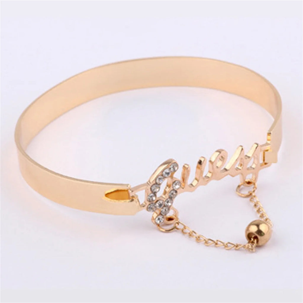 Womens Metal Bracelet Letter Design Chain Tassel Jewelry