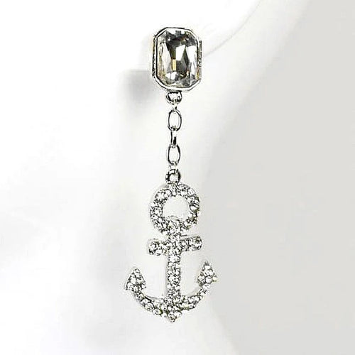 Glass Stone Anchor Dangle Casting Earrings