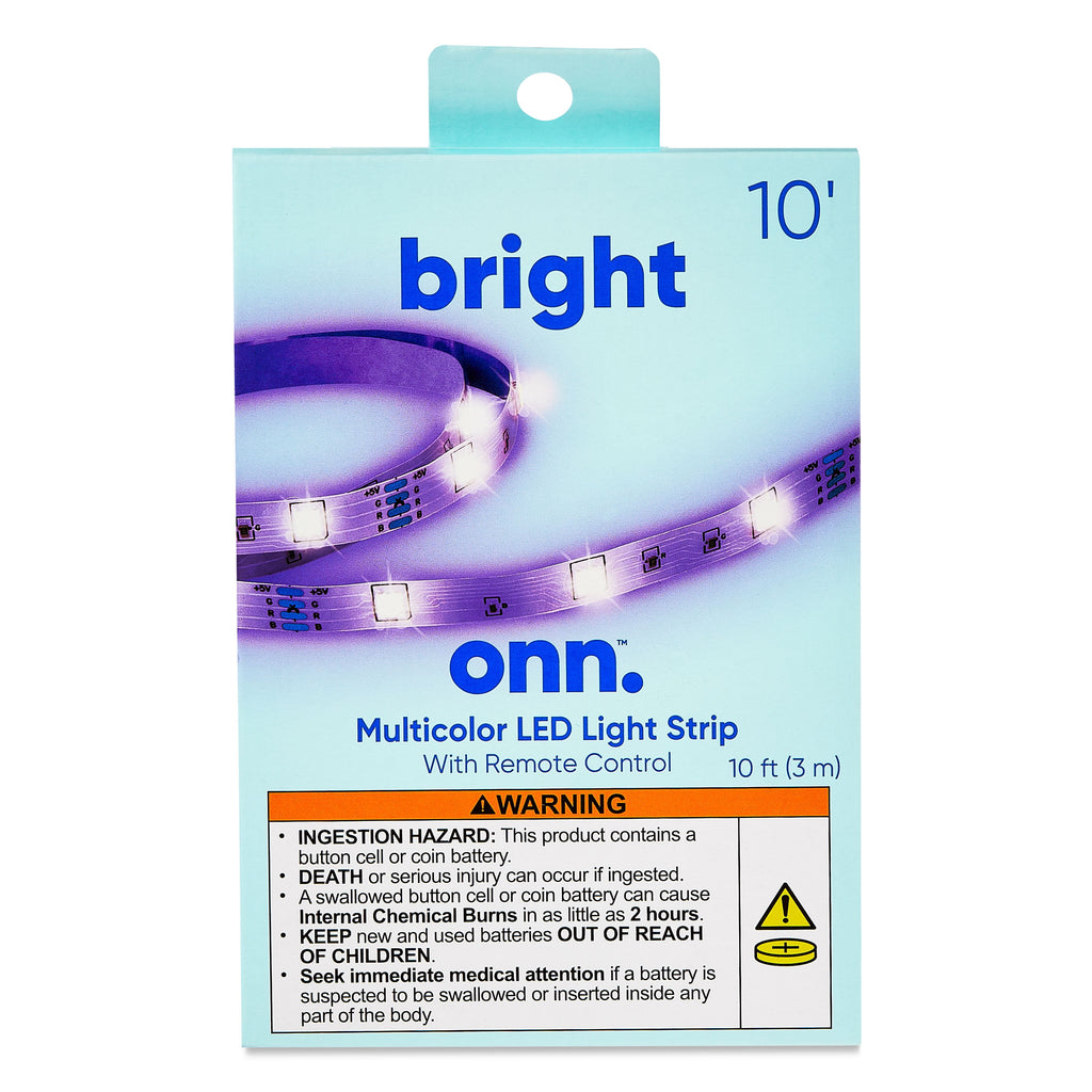 Multicolor LED Light Strip with Remote Control, 10'