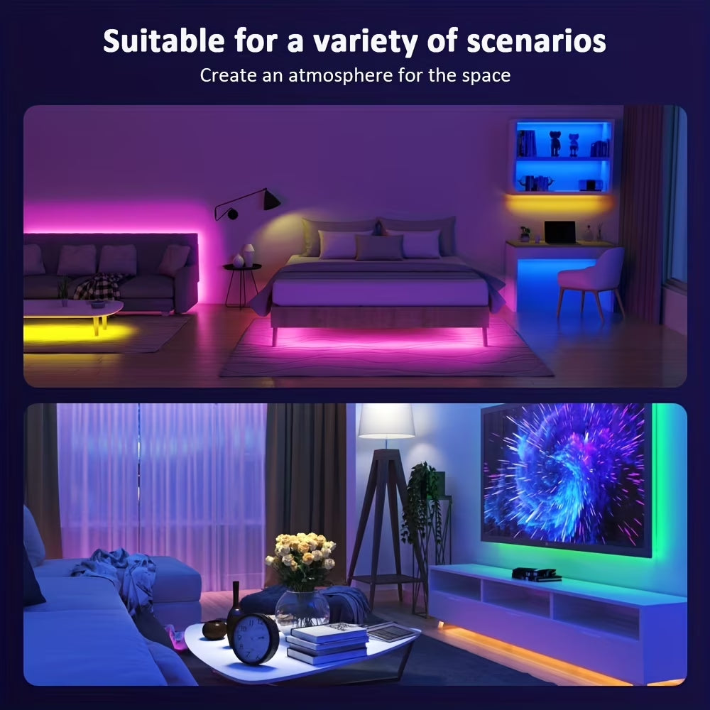 100FT Led Lights,Music Sync Strip Lights with APP and Remote Control,Rgb Color Changing Lights for Bedroom Indoor Decor(2 Rolls of 50Ft)