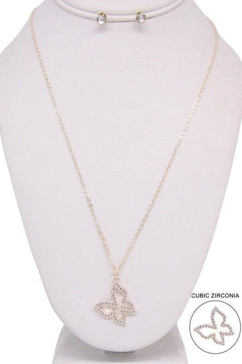BUTTERFLY PENDANT LONG NECKLACE