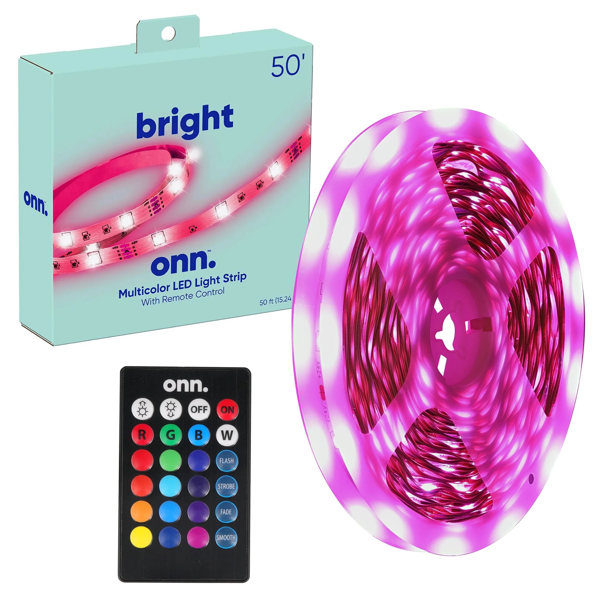 Multicolor LED Light Strip with Remote Control, 10'