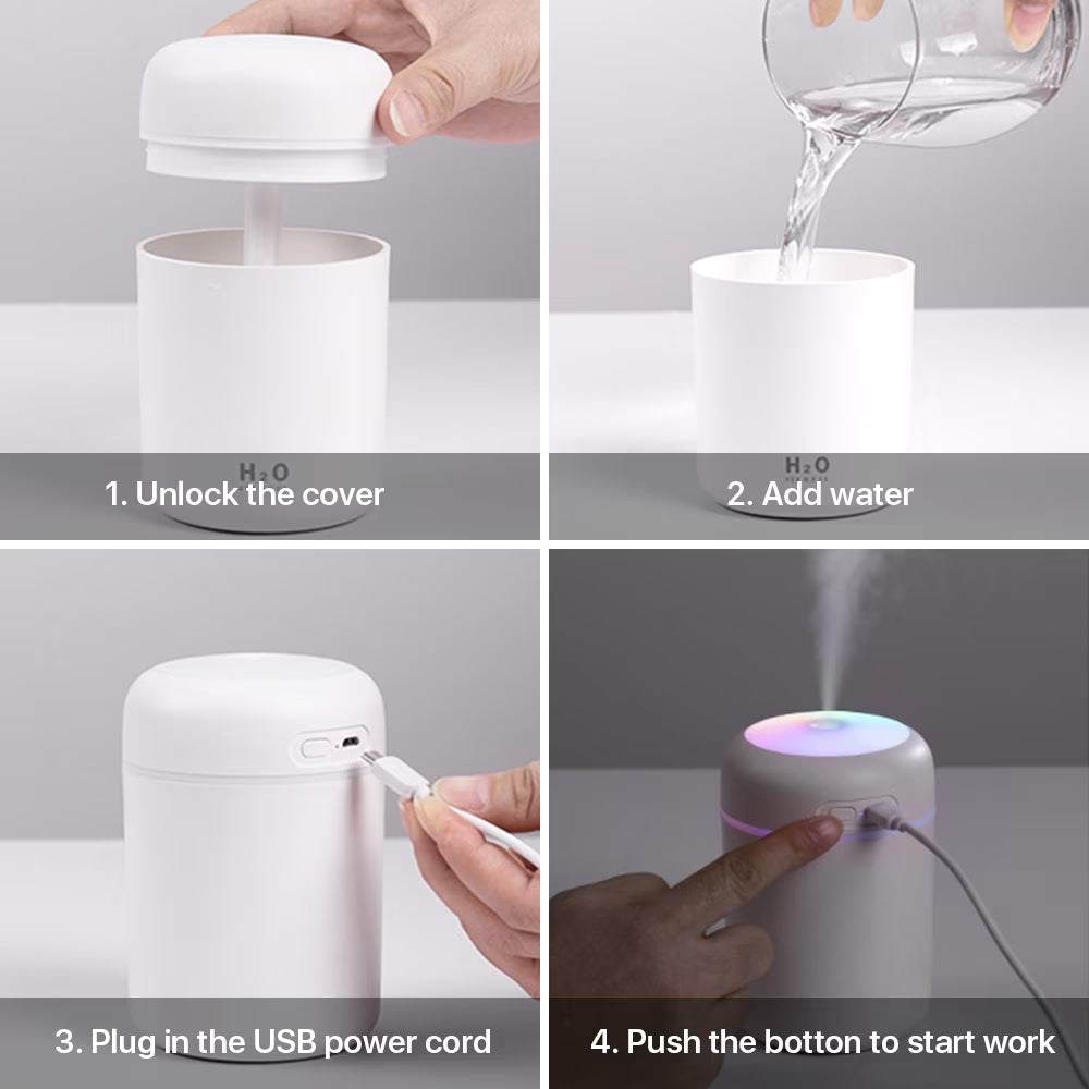 Humidifier for Room Home Small Quiet Ultrasonic Air Portable Humidifiers for Bedroom, White