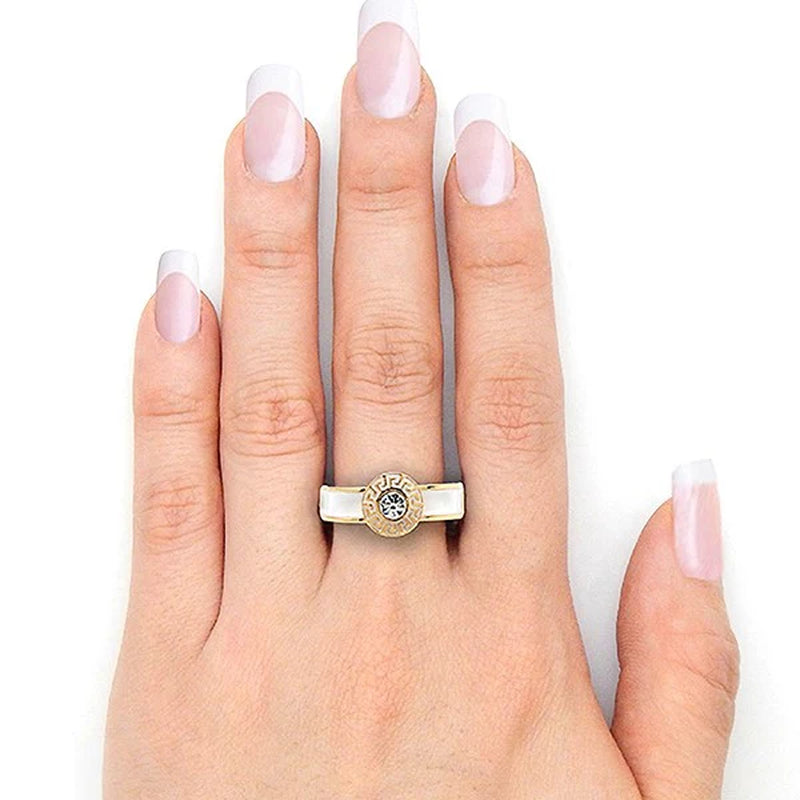 Greek Key Medallion on Epoxy Ring